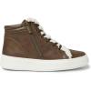 Dearfoams Womens Original Comfort Outside Zip & Lace Bootie with Faux Fur Detail(Brown)