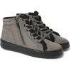 Dearfoams Womens Original Comfort Outside Zip & Lace Bootie with Faux Fur Detail(Grey)
