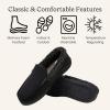 Dearfoams mens Gifts for Dad, Memory Foam Moccasin Slip on Breathable House Shoes Slippers(Black)