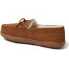 Dearfoams mens Hudson Genuine Suede Memory Foam Moccasin With Tie Slipper(Chestnut 2)