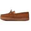 Dearfoams mens Hudson Genuine Suede Memory Foam Moccasin With Tie Slipper(Chestnut 2)