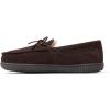 Dearfoams mens Hudson Genuine Suede Memory Foam Moccasin With Tie Slipper(Coffee 2)