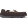 Dearfoams mens Hudson Genuine Suede Memory Foam Moccasin With Tie Slipper(Coffee)