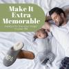 Dearfoams mens Matching Family Holiday Papa Bear Sherpa Lined Moc Toe With Embroidery Slipper(Light Heather Grey)