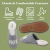 Dearfoams mens Matching Family Holiday Papa Bear Sherpa Lined Moc Toe With Embroidery Slipper(Light Heather Grey)
