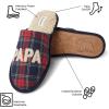 Dearfoams mens Matching Family Holiday Papa Bear Sherpa Lined Moc Toe With Embroidery Slipper(Navy Plaid)