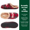 Dearfoams mens Matching Family Holiday Papa Bear Sherpa Lined Moc Toe With Embroidery Slipper(Red Tartan Plaid)