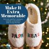Dearfoams mens Matching Family Holiday Papa Bear Sherpa Lined Moc Toe With Embroidery Slipper(White)