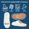 Dearfoams mens Matching Family Holiday Papa Bear Sherpa Lined Moc Toe With Embroidery Slipper(White)