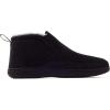 Dearfoams mens Spencer Microsuede Indoor/Outdoor Comfort Boot With Fleece Lining(Black)