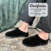 Dearfoams mens Suede Indoor Outdoor Clog(Black)