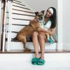 Dearfoams womens Adjustable Indoor/Outdoor Machine Washable Memory Foam Slide(Deep Green Terry)