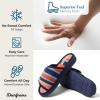 Dearfoams womens Adjustable Indoor/Outdoor Machine Washable Memory Foam Slide(Multi Stripes)