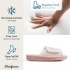 Dearfoams womens Adjustable Indoor/Outdoor Machine Washable Memory Foam Slide(Pink)
