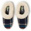 Dearfoams womens Atley Indoor Outdoor House Shoe Fuzzy Memeory Foam Clog(Navy Plaid)