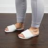Dearfoams womens Beatrice Side Gore SlideSlipper(White Velour)