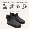 Dearfoams womens Dearfoams Women’s Indoor Outdoor Harlene Boot House Shoes Slippers(Black)