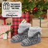 Dearfoams womens Fuzzy Memory Foam Beth Bedroom Bootie Slipper Sock With Grippers(Black Fairisle)