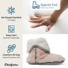 Dearfoams womens Fuzzy Memory Foam Beth Bedroom Bootie Slipper Sock With Grippers(Dusty Pink)