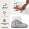 Dearfoams womens Fuzzy Memory Foam Beth Bedroom Bootie Slipper Sock With Grippers(Grey Frost)