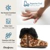 Dearfoams womens Fuzzy Memory Foam Beth Bedroom Bootie Slipper Sock With Grippers(Leopard)