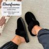 Dearfoams womens Fuzzy Memory Foam Genuine Suede Helena Scuff(Black)