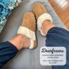 Dearfoams womens Fuzzy Memory Foam Genuine Suede Helena Scuff(Chestnut)