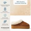 Dearfoams womens Genuine Shearling Platform Slippers Bendigo Comfy Puff Plush Womens Clog House Shoes(Chestnut)