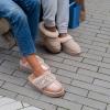 Dearfoams womens Genuine Shearling Platform Slippers Bendigo Comfy Puff Plush Womens Clog House Shoes(Chestnut)