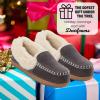 Dearfoams womens Gifts for Women Fuzzy Memory Foam Outdoor Ryland Moccasin With Cuff Womens Slippers(Pavement)