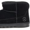 Dearfoams womens Gretchen Genuine Suede Fur Lined Mini Ankle Boot(Black)