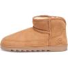 Dearfoams womens Gretchen Genuine Suede Fur Lined Mini Ankle Boot(Chestnut)