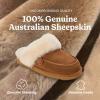Dearfoams womens Melville Genuine Shearling Scuff(Chestnut)