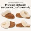 Dearfoams womens Melville Genuine Shearling Scuff(Chestnut)