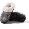 Dearfoams womens Nyla Felted and Plaid Moc Toe Clog(Dark Heather Grey)