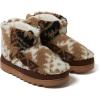 Dearfoams womens Outdoor Whitney Teddy Ankle Boot Slipper(Brown Print)