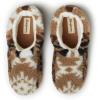 Dearfoams womens Outdoor Whitney Teddy Ankle Boot Slipper(Brown Print)