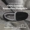 Fireside By Dearfoams Men’s Melbourne Genuine Shearling Moccasin Slippers, Memory Foam Sudede Loafers Slip-in House Shoes(Black)