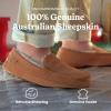 Fireside By Dearfoams Men’s Melbourne Genuine Shearling Moccasin Slippers, Memory Foam Sudede Loafers Slip-in House Shoes(Chestnut)