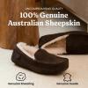 Fireside By Dearfoams Men’s Melbourne Genuine Shearling Moccasin Slippers, Memory Foam Sudede Loafers Slip-in House Shoes(Coffee)