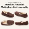 Fireside By Dearfoams Men’s Melbourne Genuine Shearling Moccasin Slippers, Memory Foam Sudede Loafers Slip-in House Shoes(Coffee)