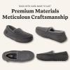 Fireside By Dearfoams Men’s Melbourne Genuine Shearling Moccasin Slippers, Memory Foam Sudede Loafers Slip-in House Shoes(Grey Solid)