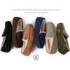 Fireside By Dearfoams Men’s Melbourne Genuine Shearling Moccasin Slippers, Memory Foam Sudede Loafers Slip-in House Shoes(Moss)