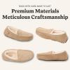 Fireside By Dearfoams Men’s Melbourne Genuine Shearling Moccasin Slippers, Memory Foam Sudede Loafers Slip-in House Shoes(Sand)