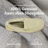 Fireside By Dearfoams Men’s Melbourne Genuine Shearling Moccasin Slippers, Memory Foam Sudede Loafers Slip-in House Shoes(Seagrass)
