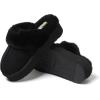 Fireside By Dearfoams Women’s Melton Platform Slippers, Genuine Shearling Memory Foam Slip-in House Shoes(Black Platform)