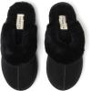 Fireside By Dearfoams Women’s Melton Platform Slippers, Genuine Shearling Memory Foam Slip-in House Shoes(Black Platform)