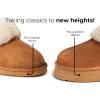 Fireside By Dearfoams Women’s Melton Platform Slippers, Genuine Shearling Memory Foam Slip-in House Shoes(Black Platform)