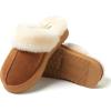 Fireside By Dearfoams Women’s Melton Platform Slippers, Genuine Shearling Memory Foam Slip-in House Shoes(Chestnut Platform)