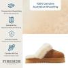 Fireside By Dearfoams Women’s Melton Platform Slippers, Genuine Shearling Memory Foam Slip-in House Shoes(Chestnut Platform)